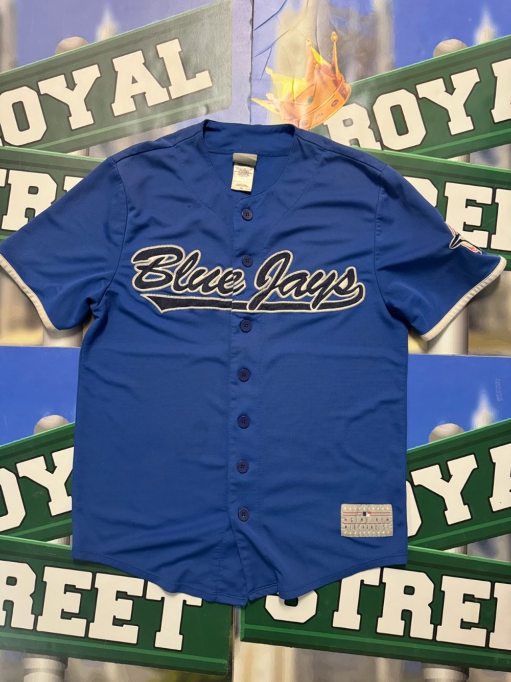 MLB Blue Jays Royal Blue Button-Up Jersey Shirt